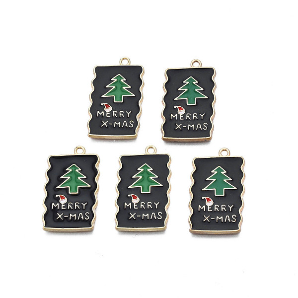 PandaHall Rack Plating Alloy Enamel Pendants, Cadmium Free & Nickel Free & Lead Free, Light Gold, Rectangle with Christmas Tree & Word Merry..., Black
PandaHall Rack Plating Alloy Enamel Pendants, Cadmium Free & Nickel Free & Lead Free, Light Gold, Rectangle with Christmas Tree & Word Merry..., Black