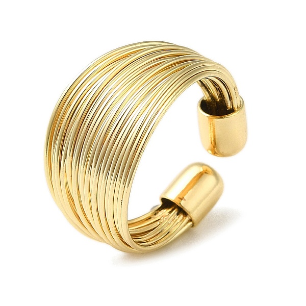 PandaHall Brass Multi Wire Wrap Open Cuff Ring, Real 18K Gold Plated, Inner Diameter: 17.6mm Brass
PandaHall Brass Multi Wire Wrap Open Cuff Ring, Real 18K Gold Plated, Inner Diameter: 17.6mm Brass