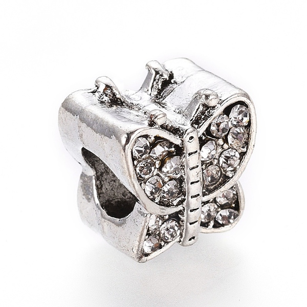 PandaHall Antique Silver Plated Alloy European Beads, with Rhinestone, Large Hole Beads, Butterfly, Crystal, 11x10.5x9mm, Hole: 5mm..., Clear
PandaHall Antique Silver Plated Alloy European Beads, with Rhinestone, Large Hole Beads, Butterfly, Crystal, 11x10.5x9mm, Hole: 5mm..., Clear