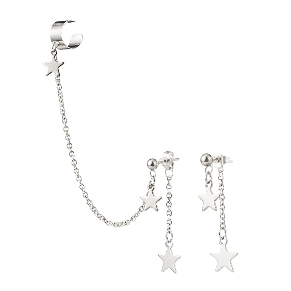 PandaHall 304 Stainless Steel Star Asymmetrical Earrings, Stud Earrings with Dangle Chain Ear Cuff Crawler Climber for Women, Stainless...
PandaHall 304 Stainless Steel Star Asymmetrical Earrings, Stud Earrings with Dangle Chain Ear Cuff Crawler Climber for Women, Stainless...