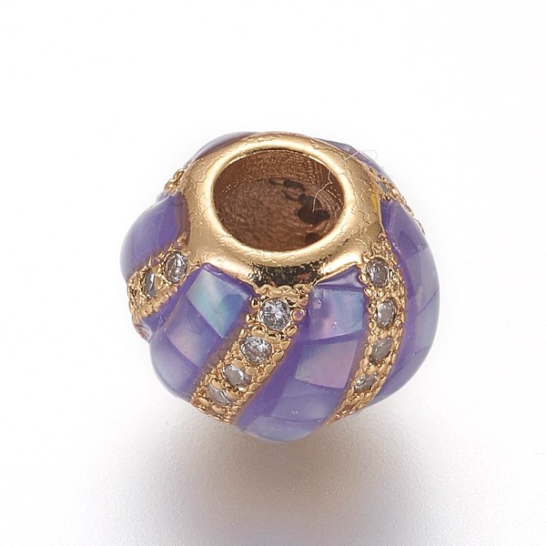 PandaHall Brass Micro Pave Cubic Zirconia European Beads, Large Hole Beads, with Enamel and Freshwater Shell, Round, Golden, Lilac, 10x8mm..., Purple
PandaHall Brass Micro Pave Cubic Zirconia European Beads, Large Hole Beads, with Enamel and Freshwater Shell, Round, Golden, Lilac, 10x8mm..., Purple