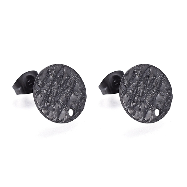 PandaHall 304 Stainless Steel Stud Earring Findings, with Ear Nuts/Earring Backs & Loop, Textured, Flat Round, Electrophoresis Black, 12x1mm...
PandaHall 304 Stainless Steel Stud Earring Findings, with Ear Nuts/Earring Backs & Loop, Textured, Flat Round, Electrophoresis Black, 12x1mm...