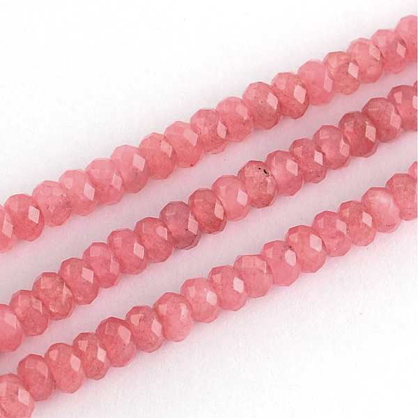 PandaHall Natural White Jade Bead Strands, Dyed, Faceted, Abacus Beads, Rondelle, Salmon, 4~5x3mm, Hole: 0.5mm, about 116~120pcs/strand..., Red
PandaHall Natural White Jade Bead Strands, Dyed, Faceted, Abacus Beads, Rondelle, Salmon, 4~5x3mm, Hole: 0.5mm, about 116~120pcs/strand..., Red