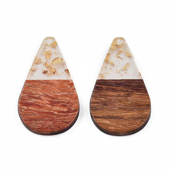 PandaHall Transparent Resin & Walnut Wood Pendants, with Foil, Teardrop Charm, Gold, 38x22x3mm, Hole: 2mm Resin+Wood Teardrop Gold
PandaHall Transparent Resin & Walnut Wood Pendants, with Foil, Teardrop Charm, Gold, 38x22x3mm, Hole: 2mm Resin+Wood Teardrop Gold