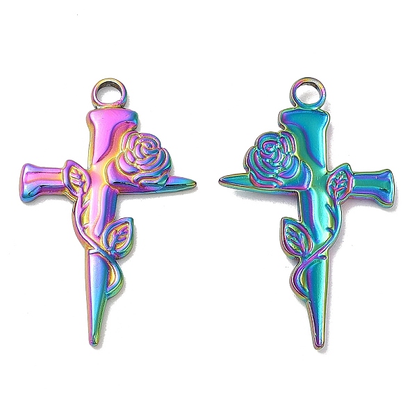 PandaHall Ion Plating(IP) 304 Stainless Steel Pendants, Cross with Rose Charm, Rainbow Color, 31.5x19.5x2mm, Hole: 2.6mm 304 Stainless Steel...
PandaHall Ion Plating(IP) 304 Stainless Steel Pendants, Cross with Rose Charm, Rainbow Color, 31.5x19.5x2mm, Hole: 2.6mm 304 Stainless Steel...