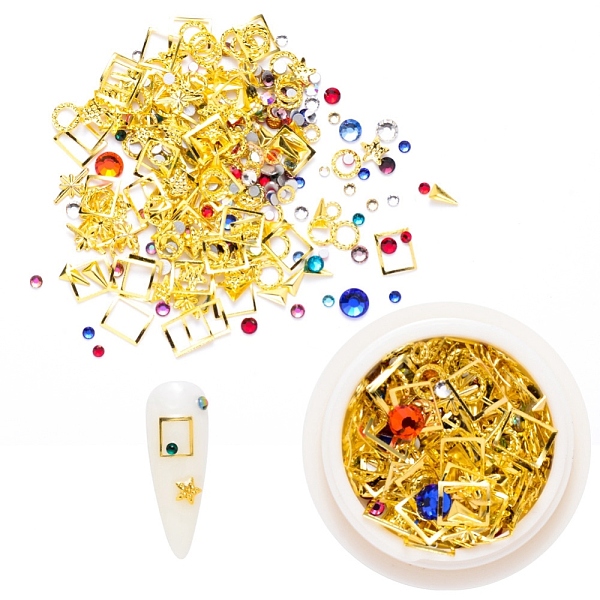 PandaHall ail Art Decoration Accessories, with Resin Rhinestones & Golden Tone Brass Cabochons & Glass Chips, Mixed Shapes, Colorful...
PandaHall ail Art Decoration Accessories, with Resin Rhinestones & Golden Tone Brass Cabochons & Glass Chips, Mixed Shapes, Colorful...