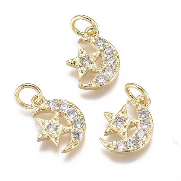 PandaHall 20Pcs Brass Micro Pave Cubic Zirconia Charms, with Jump Ring, Long-Lasting Plated, Moon with Star, Clear, Real 18K Gold Plated...
PandaHall 20Pcs Brass Micro Pave Cubic Zirconia Charms, with Jump Ring, Long-Lasting Plated, Moon with Star, Clear, Real 18K Gold Plated...