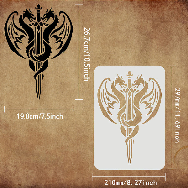 PandaHall FINGERINSPIRE Dragon Sword Stencil 11.7x8.3 inch Dragons Stencil Plastic 2 Dragons with Wing Pattern Stencils Reusable DIY Dragon...
PandaHall FINGERINSPIRE Dragon Sword Stencil 11.7x8.3 inch Dragons Stencil Plastic 2 Dragons with Wing Pattern Stencils Reusable DIY Dragon...