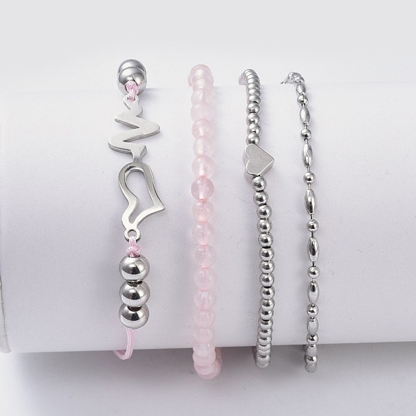 PandaHall Stackable Bracelets Sets, with Natutal Rose Quartz Beads, 304 Stainless Steel Findings, Nylon Thread and Brass Beads, Stainless...
PandaHall Stackable Bracelets Sets, with Natutal Rose Quartz Beads, 304 Stainless Steel Findings, Nylon Thread and Brass Beads, Stainless...