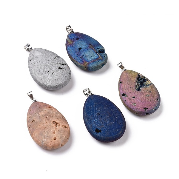 PandaHall Electroplate Natural Druzy Agate Pendants, with Brass Findings, Drop, Platinum, Mixed Color, 36~38x20~22x6~8mm, Hole: 3.5x4.5mm..., Multicolor
PandaHall Electroplate Natural Druzy Agate Pendants, with Brass Findings, Drop, Platinum, Mixed Color, 36~38x20~22x6~8mm, Hole: 3.5x4.5mm..., Multicolor
