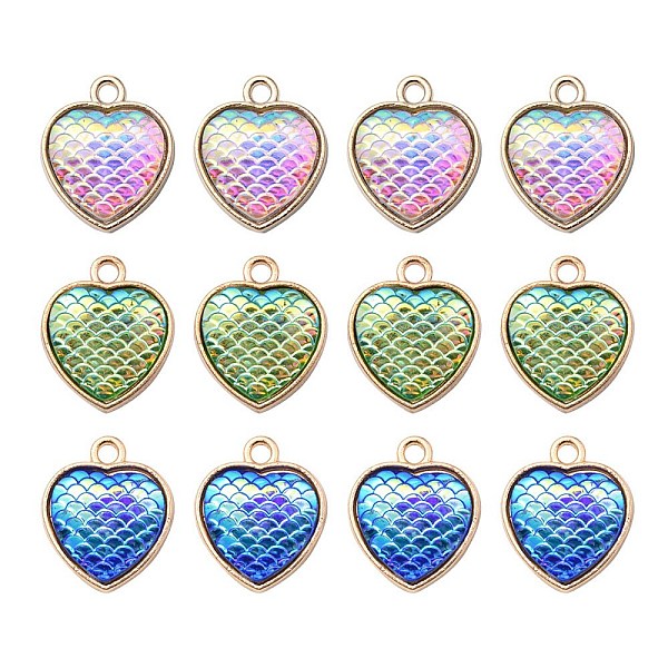 PandaHall 12Pcs 3 Colors Alloy Resin Pendants, AB Color, Heart Charms with Scales Pattern, Golden, Mixed Color, 16.6x14x3.5mm, Hole: 2mm..., Multicolor
PandaHall 12Pcs 3 Colors Alloy Resin Pendants, AB Color, Heart Charms with Scales Pattern, Golden, Mixed Color, 16.6x14x3.5mm, Hole: 2mm..., Multicolor