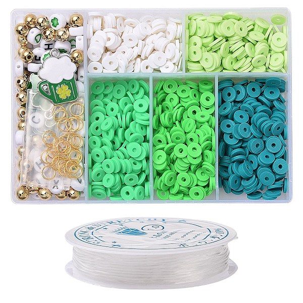 PandaHall DIY Saint Patrick's Day Polymer Clay Beads Bracelet Making kit, Green, 6x1mm, Hole: 2mm Alloy Green
PandaHall DIY Saint Patrick's Day Polymer Clay Beads Bracelet Making kit, Green, 6x1mm, Hole: 2mm Alloy Green