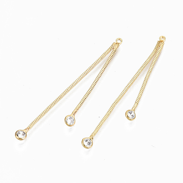 PandaHall Brass Micro Pave Clear Cubic Zirconia Tassel Pendants, with Snake Chains, Nickel Free, Real 18K Gold Plated, 46x2x1mm, Hole: 1.2mm...
PandaHall Brass Micro Pave Clear Cubic Zirconia Tassel Pendants, with Snake Chains, Nickel Free, Real 18K Gold Plated, 46x2x1mm, Hole: 1.2mm...