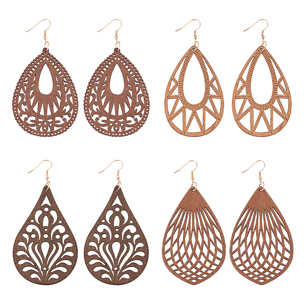 PandaHall ANATTASOUL 4 Pairs 4 Styles Natural Wood Hollow Out Teardrop Dangle Earrings, Iron Jewelry for Women, Mixed Color, 92~101mm, Pin..., Multicolor
PandaHall ANATTASOUL 4 Pairs 4 Styles Natural Wood Hollow Out Teardrop Dangle Earrings, Iron Jewelry for Women, Mixed Color, 92~101mm, Pin..., Multicolor