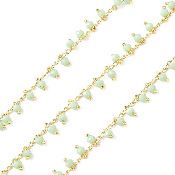 PandaHall Round Glass Beaded Chains, Faceted, Unwelded, with Brass Curb Chains, Golden, Light Green, 3x1.8x1mm Brass
PandaHall Round Glass Beaded Chains, Faceted, Unwelded, with Brass Curb Chains, Golden, Light Green, 3x1.8x1mm Brass