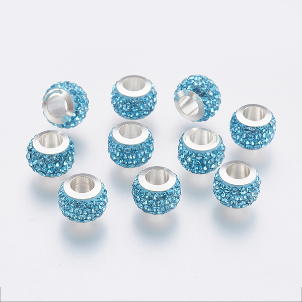 PandaHall 304 Stainless Steel European Beads, with Polymer Clay Rhinestone, Large Hole Beads, Rondelle, Aquamarine, 11x7.5mm, Hole: 5mm..., Cyan
PandaHall 304 Stainless Steel European Beads, with Polymer Clay Rhinestone, Large Hole Beads, Rondelle, Aquamarine, 11x7.5mm, Hole: 5mm..., Cyan