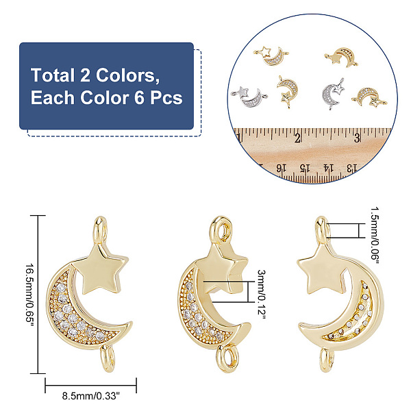 PandaHall HOBBIESAY 12Pcs 2 Colors Cubic Zirconia Moon and Star Charms 16.5x8.5mm Brass Micro Pave Clear Connector Charms Metal Pendants...
PandaHall HOBBIESAY 12Pcs 2 Colors Cubic Zirconia Moon and Star Charms 16.5x8.5mm Brass Micro Pave Clear Connector Charms Metal Pendants...