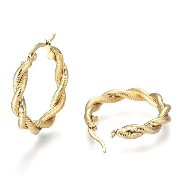 PandaHall 304 Stainless Steel Hoop Earring, Hypoallergenic Earrings, with Ear Nut, Textured, Twisted Ring Shape, Golden, 30x5mm, Pin...
PandaHall 304 Stainless Steel Hoop Earring, Hypoallergenic Earrings, with Ear Nut, Textured, Twisted Ring Shape, Golden, 30x5mm, Pin...