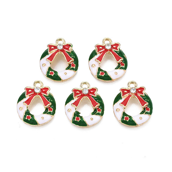 PandaHall Rack Plating Alloy Enamel Pendants, with Crystal Rhinestone, Cadmium Free & Nickel Free & Lead Free, Light Gold, Christmas Wreath...
PandaHall Rack Plating Alloy Enamel Pendants, with Crystal Rhinestone, Cadmium Free & Nickel Free & Lead Free, Light Gold, Christmas Wreath...