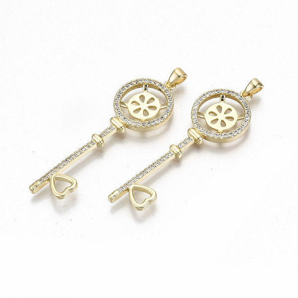 PandaHall Brass Micro Pave Clear Cubic Zirconia Pendants, with Brass Pinch Bail, Nickel Free, Key, Real 18K Gold Plated, 47x15x3mm, Hole...
PandaHall Brass Micro Pave Clear Cubic Zirconia Pendants, with Brass Pinch Bail, Nickel Free, Key, Real 18K Gold Plated, 47x15x3mm, Hole...
