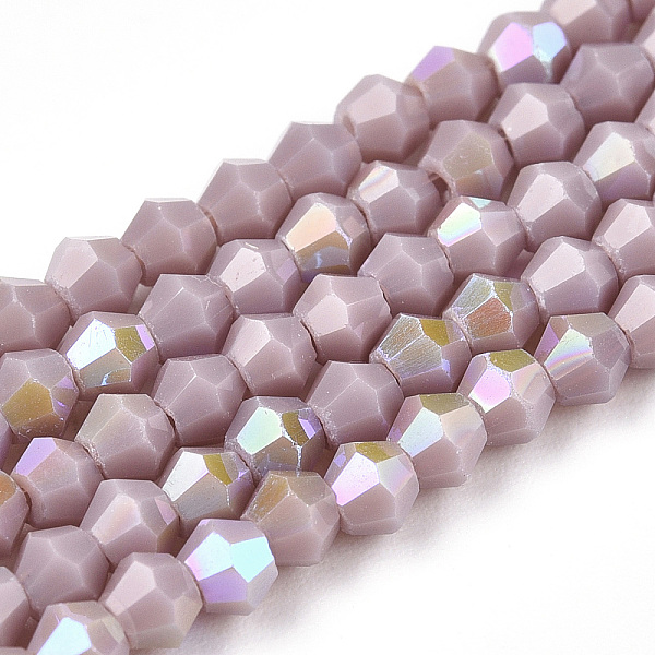PandaHall Opaque Solid Color Electroplate Glass Beads Strands, AB Color Plated, Faceted, Bicone, Thistle, 3x2.5mm, Hole: 0.7mm, about..., Purple
PandaHall Opaque Solid Color Electroplate Glass Beads Strands, AB Color Plated, Faceted, Bicone, Thistle, 3x2.5mm, Hole: 0.7mm, about..., Purple