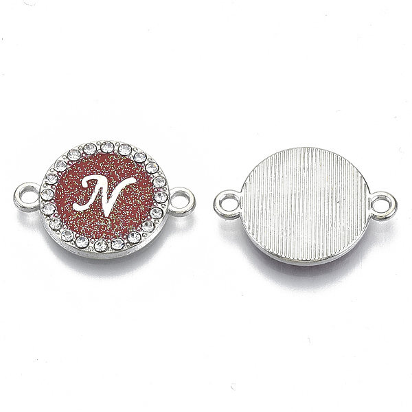 PandaHall Alloy Enamel Links Connectors, with Crystal Rhinestones, Flat Round with Letter, Silver Color Plated, Letter.N, 22x16x2mm, Hole..., Red
PandaHall Alloy Enamel Links Connectors, with Crystal Rhinestones, Flat Round with Letter, Silver Color Plated, Letter.N, 22x16x2mm, Hole..., Red