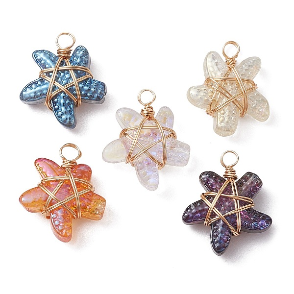 PandaHall Copper Wire Wrapped Handmade Lampwork Pendants, Starfish, Golden, 17x14x6mm, Hole: 2mm Lampwork Starfish Multicolor
PandaHall Copper Wire Wrapped Handmade Lampwork Pendants, Starfish, Golden, 17x14x6mm, Hole: 2mm Lampwork Starfish Multicolor