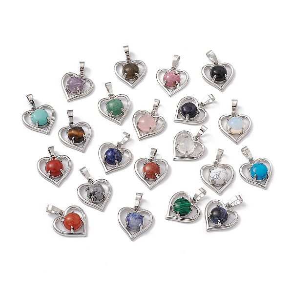 PandaHall Natural & Synthetic Mixed Gemstone Pendants, Heart Charms, with Platinum Tone Brass Findings, Cadmium Free & Nickel Free & Lead...
PandaHall Natural & Synthetic Mixed Gemstone Pendants, Heart Charms, with Platinum Tone Brass Findings, Cadmium Free & Nickel Free & Lead...