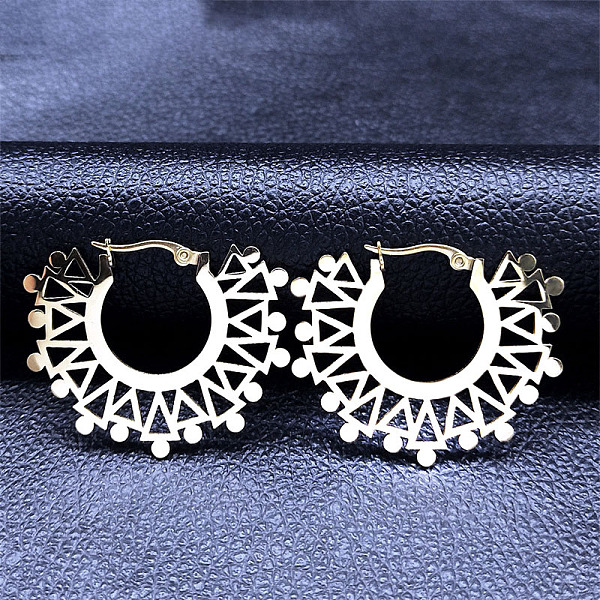 PandaHall 304 Stainless Steel Hollow Sun Hoop Earrings, Bohemia Theme Earrings, Stainless Steel Color, 34x41x1mm 304 Stainless Steel Sun
PandaHall 304 Stainless Steel Hollow Sun Hoop Earrings, Bohemia Theme Earrings, Stainless Steel Color, 34x41x1mm 304 Stainless Steel Sun