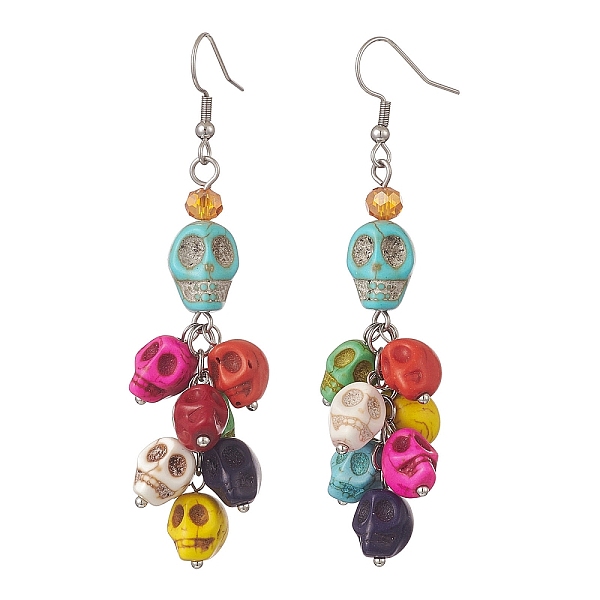 PandaHall Dyed Synthetic Turquoise Skull Dangle Earrings, 304 Stainless Steel Cluster Drop Earrings for Women, Colorful, 78mm, Pin: 0.8mm..., Multicolor
PandaHall Dyed Synthetic Turquoise Skull Dangle Earrings, 304 Stainless Steel Cluster Drop Earrings for Women, Colorful, 78mm, Pin: 0.8mm..., Multicolor