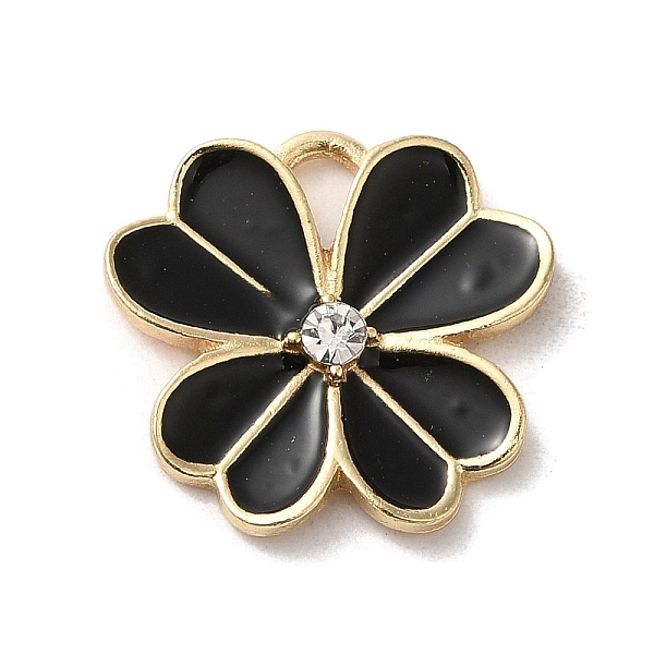 PandaHall Flower Alloy Enamel Pendants, with Rhinestone, Light Gold, Black, 19x19.5x3mm, Hole: 4x2.5mm Alloy Rhinestone+Enamel Flower Clear
PandaHall Flower Alloy Enamel Pendants, with Rhinestone, Light Gold, Black, 19x19.5x3mm, Hole: 4x2.5mm Alloy Rhinestone+Enamel Flower Clear