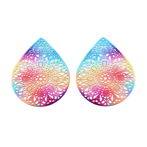 PandaHall 430 Stainless Steel Filigree Pendants, Spray Painted, Etched Metal Embellishments, Teardrop, Colorful, 40x27x0.5mm, Hole: 0.8mm...
PandaHall 430 Stainless Steel Filigree Pendants, Spray Painted, Etched Metal Embellishments, Teardrop, Colorful, 40x27x0.5mm, Hole: 0.8mm...