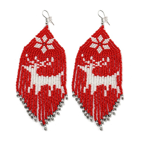 PandaHall Boho Seed Bead Christmas Deer Tassel Earrings, Iron Dangle Earring for Women, Cerise, 122x45mm Seed Beads Deer Red
PandaHall Boho Seed Bead Christmas Deer Tassel Earrings, Iron Dangle Earring for Women, Cerise, 122x45mm Seed Beads Deer Red
