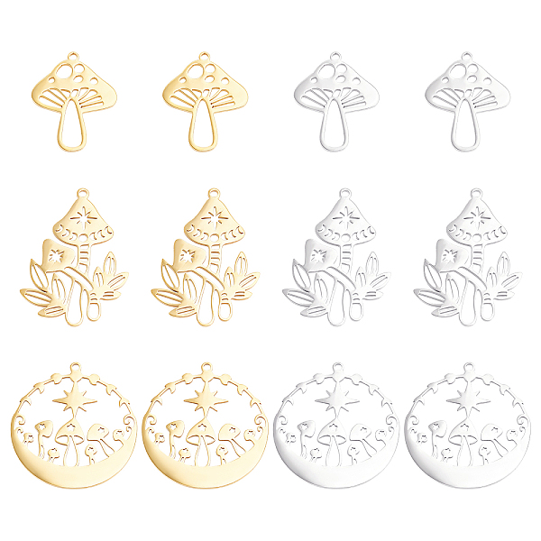 PandaHall DICOSMETIC 12Pcs 6 Style 201 Stainless Steel Pendants, Laser Cut, Mushroom, Golden & Stainless Steel Color, 2pcs/style 201...
PandaHall DICOSMETIC 12Pcs 6 Style 201 Stainless Steel Pendants, Laser Cut, Mushroom, Golden & Stainless Steel Color, 2pcs/style 201...