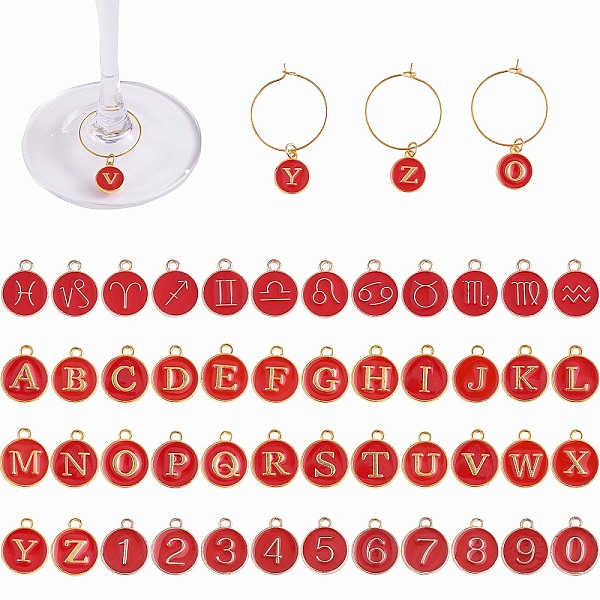 PandaHall DIY Wine Glass Charms Making Kits, Including Brass Wine Glass Charm Rings, Number & Alphabet & Constellation Alloy Enamel Pendants..., Red
PandaHall DIY Wine Glass Charms Making Kits, Including Brass Wine Glass Charm Rings, Number & Alphabet & Constellation Alloy Enamel Pendants..., Red
