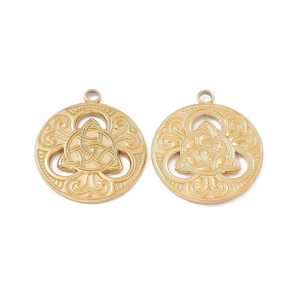PandaHall Ion Plating(IP) 304 Stainless Steel Pendants, Flat Round with Trinity Knot Charm, Real 18K Gold Plated, 29x25x2mm, Hole: 3mm 304...
PandaHall Ion Plating(IP) 304 Stainless Steel Pendants, Flat Round with Trinity Knot Charm, Real 18K Gold Plated, 29x25x2mm, Hole: 3mm 304...
