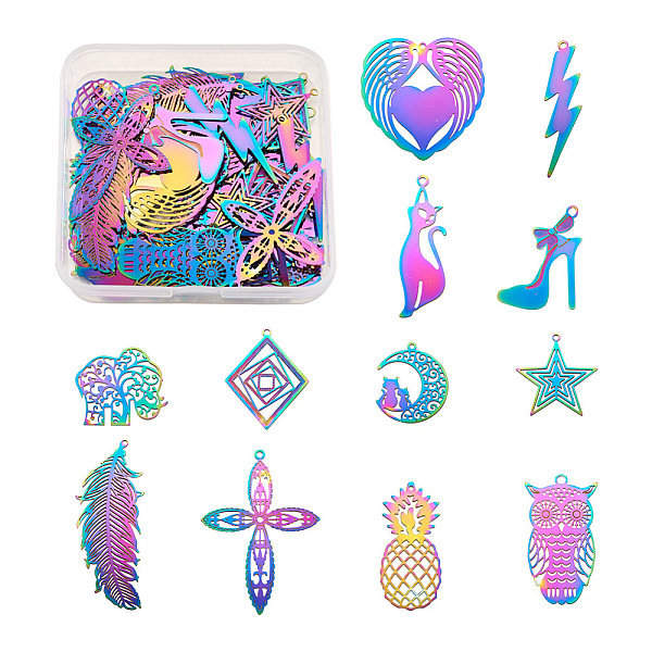 PandaHall Fashewelry 48Pcs 12 Styles 201 Stainless Steel Filigree Pendants, Etched Metal Embellishments, Rainbow Color, 4pcs/style 201...
PandaHall Fashewelry 48Pcs 12 Styles 201 Stainless Steel Filigree Pendants, Etched Metal Embellishments, Rainbow Color, 4pcs/style 201...