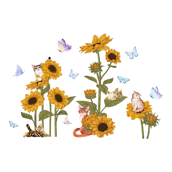 PandaHall PVC Wall Stickers, Wall Decoration, Sunflower & Cat, 800x390mm, 2pcs/set PVC Flower
PandaHall PVC Wall Stickers, Wall Decoration, Sunflower & Cat, 800x390mm, 2pcs/set PVC Flower