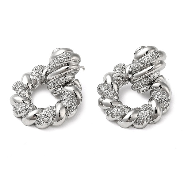 PandaHall Twist Ring Clear Cubic Zirconia Stud Dangle Earrings, Brass Earrings for Women, Platinum, 31x24mm Brass Ring Clear
PandaHall Twist Ring Clear Cubic Zirconia Stud Dangle Earrings, Brass Earrings for Women, Platinum, 31x24mm Brass Ring Clear