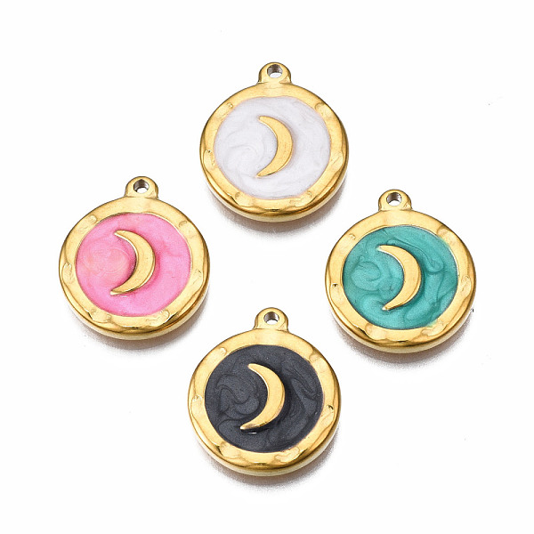 PandaHall 304 Stainless Steel Pendants, with Enamel, Flat Round with Moon, Golden, Mixed Color, 18x15x2.5mm, Hole: 1.4mm Stainless..., Multicolor
PandaHall 304 Stainless Steel Pendants, with Enamel, Flat Round with Moon, Golden, Mixed Color, 18x15x2.5mm, Hole: 1.4mm Stainless..., Multicolor
