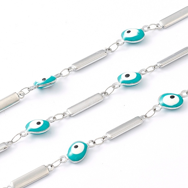PandaHall 304 Stainless Steel Enamel Link Chains, Evil Eye & Bar, Unwelded, with Spool, Stainless Steel Color, Cyan, Evil Eye: 12x6x3mm...
PandaHall 304 Stainless Steel Enamel Link Chains, Evil Eye & Bar, Unwelded, with Spool, Stainless Steel Color, Cyan, Evil Eye: 12x6x3mm...