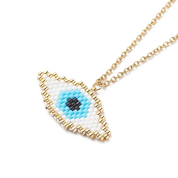 PandaHall Japanese Seed Braided Rhombus with Evil Eye Pendant Necklace with 304 Stainless Steel Chains for Women, Golden, 15.94 inch(40.5cm)..., White
PandaHall Japanese Seed Braided Rhombus with Evil Eye Pendant Necklace with 304 Stainless Steel Chains for Women, Golden, 15.94 inch(40.5cm)..., White