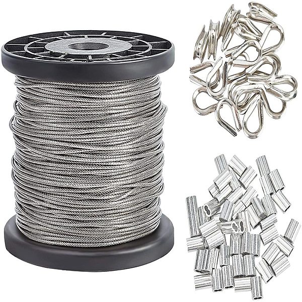 PandaHall AHANDMAKER 304 Stainless Steel Wire Cable, 328 Ft Length 1/16 Wire Rope with 20 Psc Stainless Steel Thimble and 50 Pcs Aluminum...
PandaHall AHANDMAKER 304 Stainless Steel Wire Cable, 328 Ft Length 1/16 Wire Rope with 20 Psc Stainless Steel Thimble and 50 Pcs Aluminum...