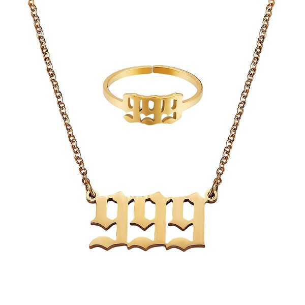 PandaHall Angel Number Pendant Necklace & Open Cuff Ring, Gold Plated 304 Stainless Steel Lucky Numerology Jewelry Set for Women, Num.9...
PandaHall Angel Number Pendant Necklace & Open Cuff Ring, Gold Plated 304 Stainless Steel Lucky Numerology Jewelry Set for Women, Num.9...