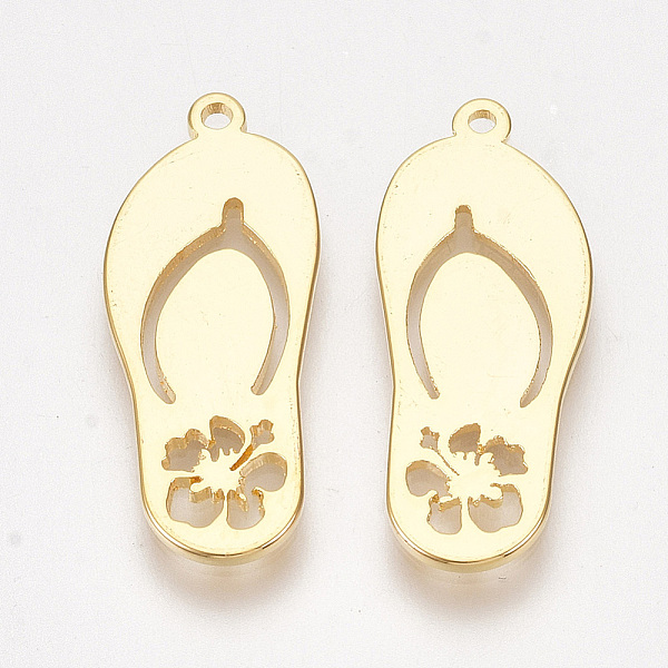 PandaHall Brass Pendants, Slipper with Flower, Nickel Free, Real 18K Gold Plated, 23x9.5x1mm, Hole: 1mm Brass Shoes
PandaHall Brass Pendants, Slipper with Flower, Nickel Free, Real 18K Gold Plated, 23x9.5x1mm, Hole: 1mm Brass Shoes