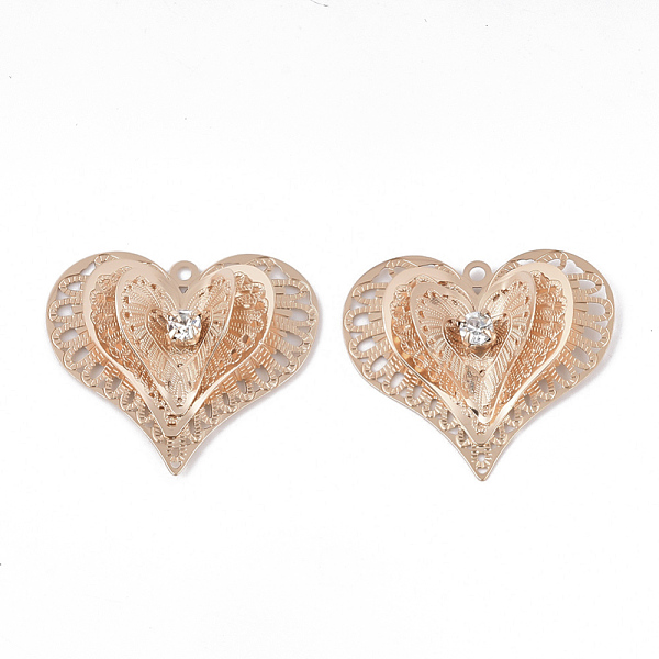 PandaHall Brass Pendants, with Crystal Rhinestone, Heart, Light Gold, 40.5x43x8mm, Hole: 2.5mm Brass+Rhinestone Heart
PandaHall Brass Pendants, with Crystal Rhinestone, Heart, Light Gold, 40.5x43x8mm, Hole: 2.5mm Brass+Rhinestone Heart