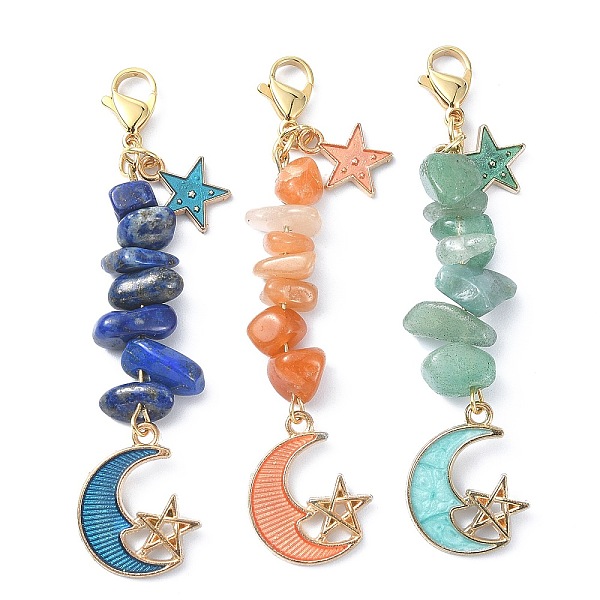 PandaHall Natural Gemstone Chip Beaded Pendant Decorations, Star & Moon Alloy Enamel and 304 Stainless Steel Lobster Claw Clasps Charms..., Multicolor
PandaHall Natural Gemstone Chip Beaded Pendant Decorations, Star & Moon Alloy Enamel and 304 Stainless Steel Lobster Claw Clasps Charms..., Multicolor