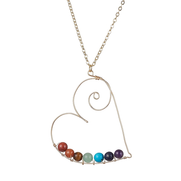 PandaHall Natural & Synthetic Mixed Gemstone Beaded Alloy Heart Pendant Necklace, Golden, 20.31 inch(51.6cm) Mixed Stone Heart
PandaHall Natural & Synthetic Mixed Gemstone Beaded Alloy Heart Pendant Necklace, Golden, 20.31 inch(51.6cm) Mixed Stone Heart