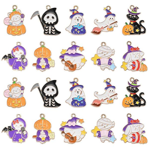 PandaHall 40Pcs 10 Styles Halloween Theme Alloy Enamel Pendants, Light Gold, Ghost/Witch/Mummy/Cat Charm, Mixed Color, 24~25x16.5~23x1~2mm..., Multicolor
PandaHall 40Pcs 10 Styles Halloween Theme Alloy Enamel Pendants, Light Gold, Ghost/Witch/Mummy/Cat Charm, Mixed Color, 24~25x16.5~23x1~2mm..., Multicolor
