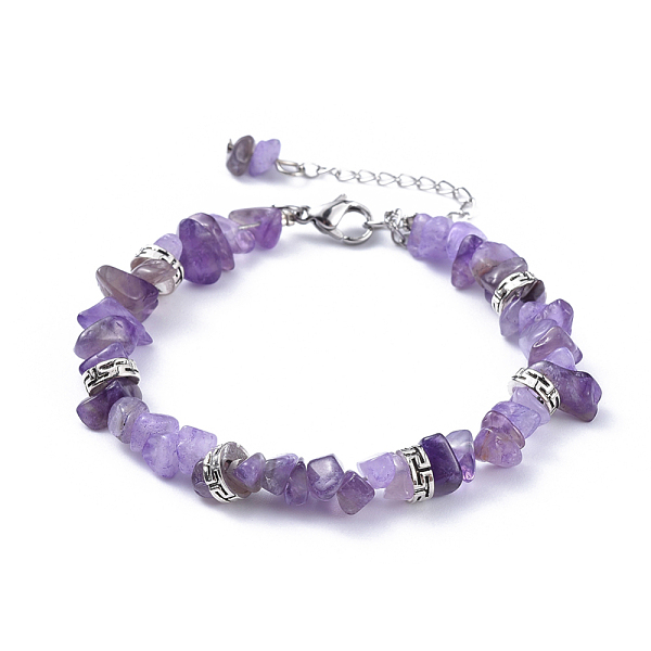 PandaHall Natural Amethyst Chip Bracelets, with Flat Round Tibetan Style Alloy Spacers Beads and Stainless Steel Findings, 7-1/4 inch~7-3/8...
PandaHall Natural Amethyst Chip Bracelets, with Flat Round Tibetan Style Alloy Spacers Beads and Stainless Steel Findings, 7-1/4 inch~7-3/8...